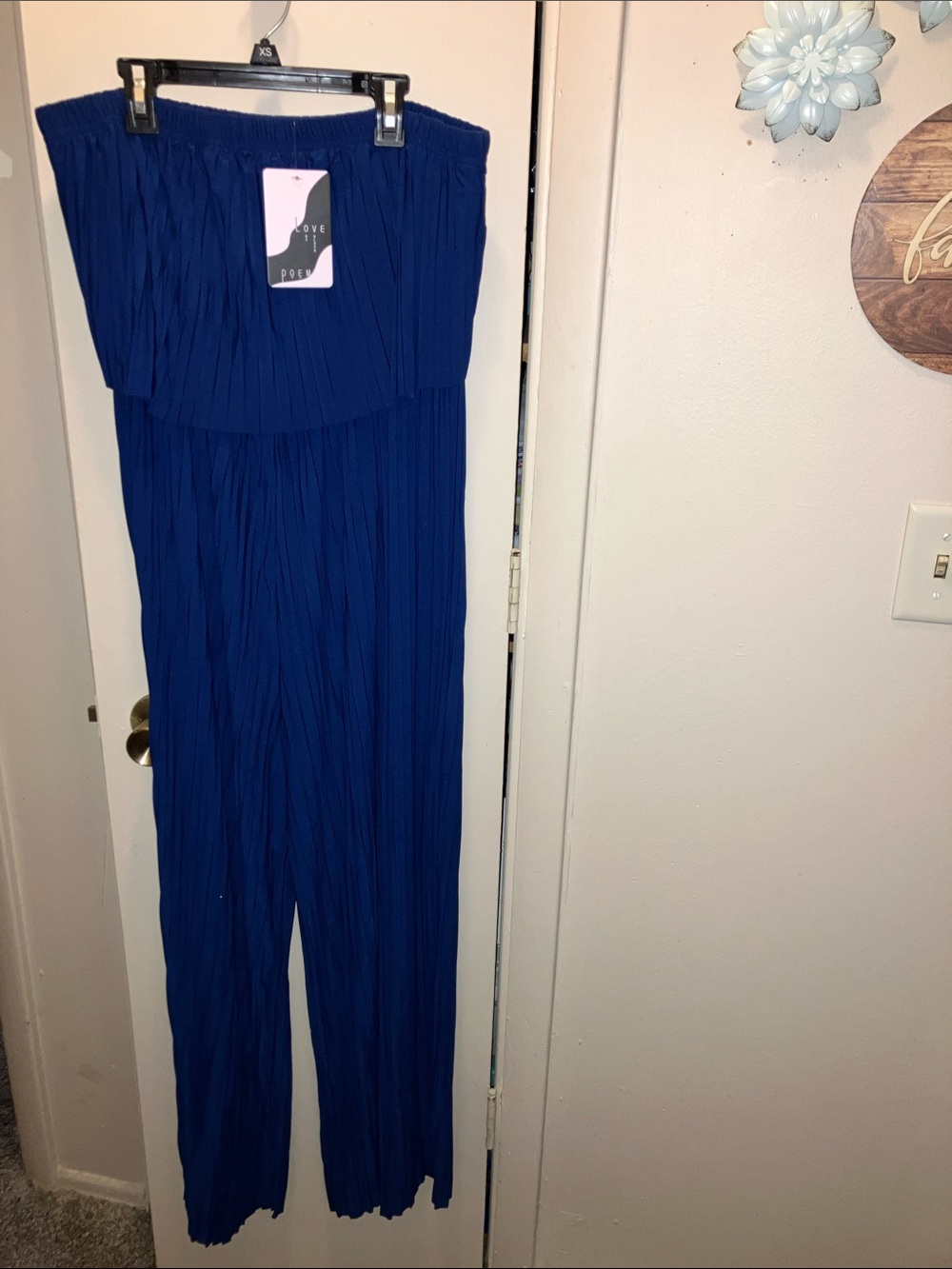 Love Poem By Block Strapless Wide-Leg Jumpsuit - Cobalt Blue XL New